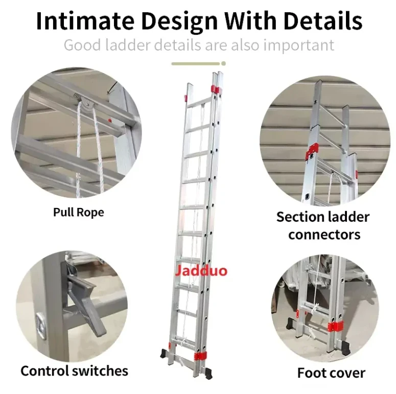 2 Section Ladder With Pulley and Rope