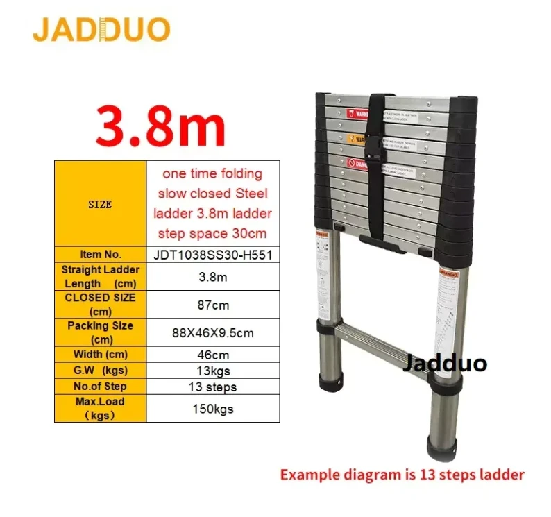 One Time Folding Slow Closed Steel Ladder