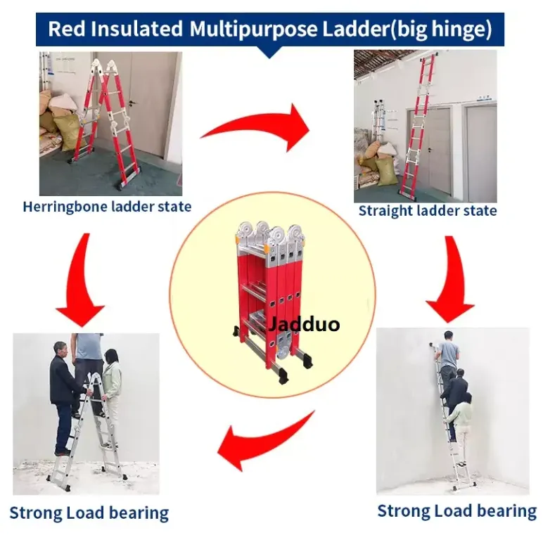 Red insulated ladder Multi-Functional ladder big hinge