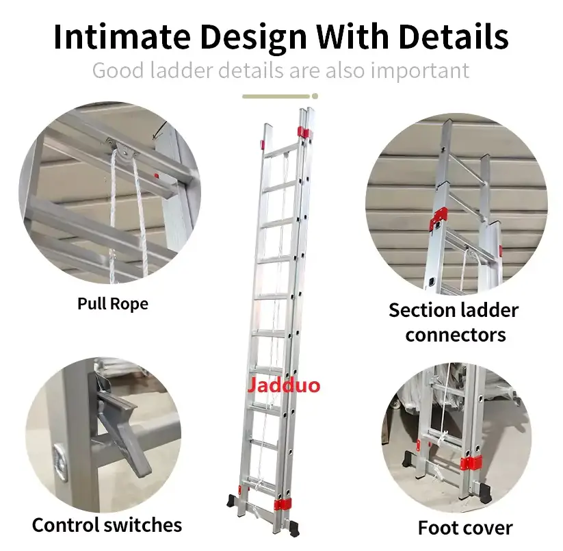 2 Section Ladder With Pulley and Rope