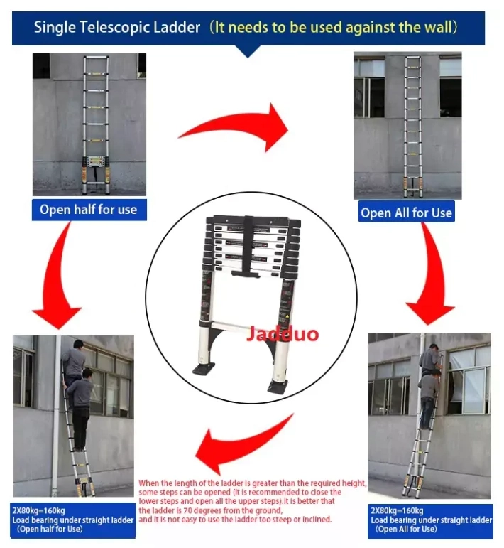 Stable Foot&Reinforced Bracket Pole Telescopic Ladder