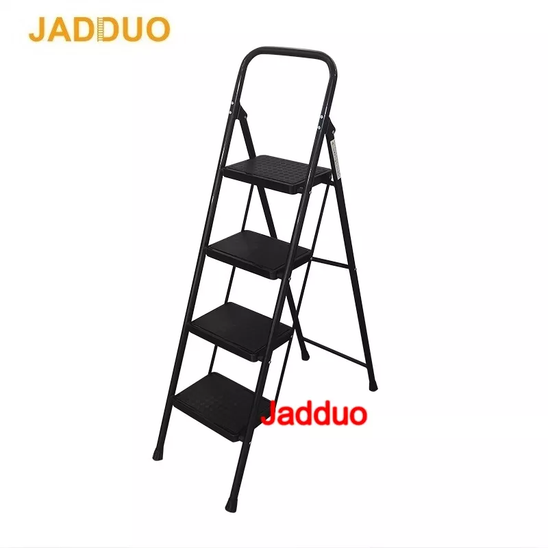 Black color round tube iron ladder Step size 30x20cm