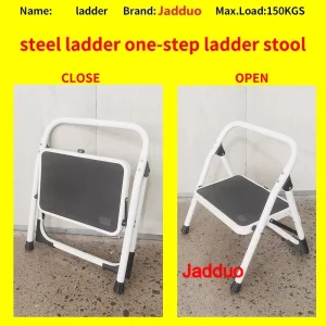 steel ladder Low armrest iron round tube white one-step ladder stool