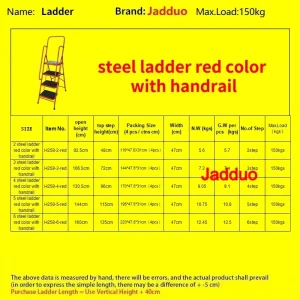 Household ladder red color with handrail