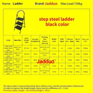 Steel household ladder black color with round handrail