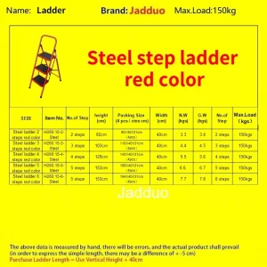 Round tube iron ladder red color Step size 30x20cm
