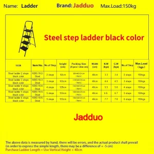 Black color round tube iron ladder Step size 30x20cm