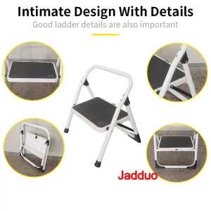 steel ladder Low armrest iron round tube white one-step ladder stool
