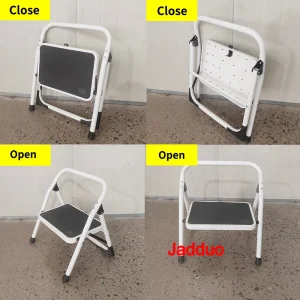 steel ladder Low armrest iron round tube white one-step ladder stool