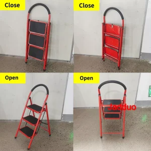 Steel household step ladder red color Step size 32x22.5cm
