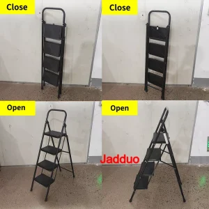 Black color round tube iron ladder Step size 30x20cm