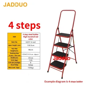 High handrail household ladder red color