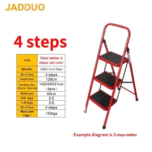 Round tube iron ladder red color Step size 30x20cm