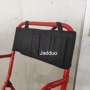 Household ladder red color with handrail and tool bag