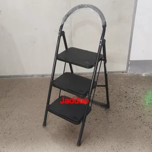 Steel household ladder black color with round handrail