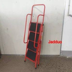Household ladder red color with handrail