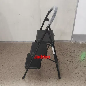Steel household ladder black color with round handrail