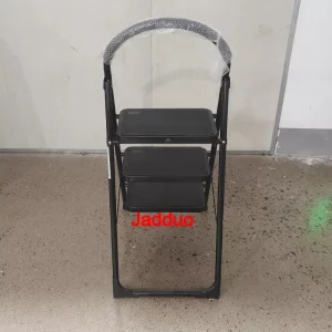 Steel household ladder black color with round handrail
