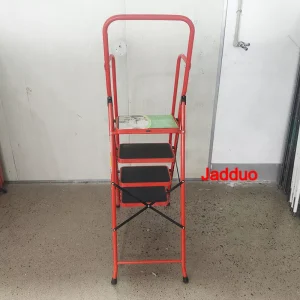 Household ladder red color with handrail