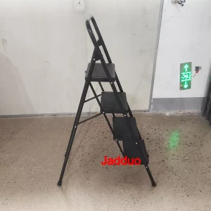 Black color round tube iron ladder Step size 30x20cm