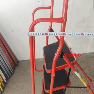 Household ladder red color with handrail