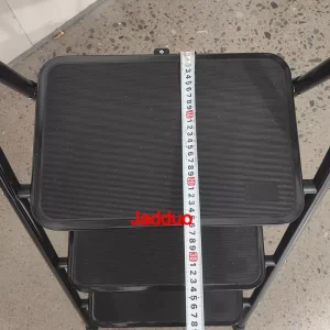 Steel household ladder black color with round handrail