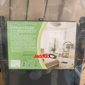 Steel household ladder black color with round handrail