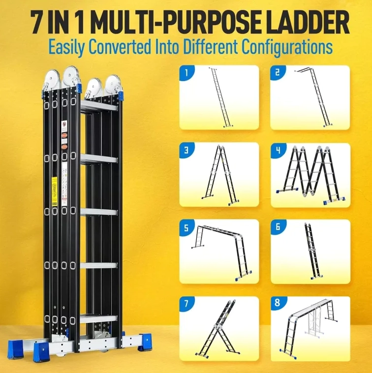 Black multi-purpose ladder 6m