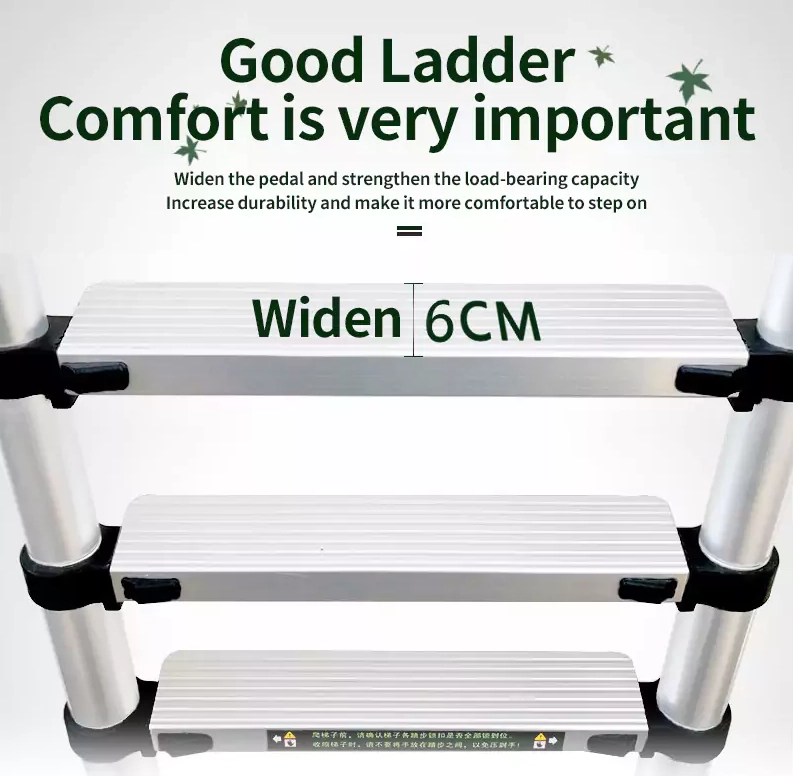 Hook Telescopic Ladder with 6cm Widened Step Round Feet&Balance Bar