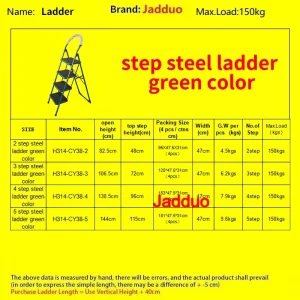 Black Step Ladder with Large Round Handrail Heavy Duty Steel Ladder for Home & Kitchen