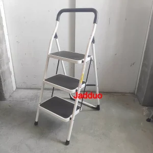 White Color Steel Folding Step Ladder Middle Handrail Home Indoor