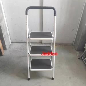 White Color Steel Folding Step Ladder Middle Handrail Home Indoor