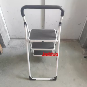 White Color Steel Folding Step Ladder Middle Handrail Home Indoor