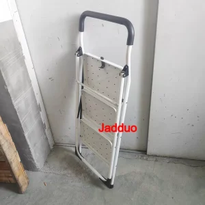 White Color Steel Folding Step Ladder Middle Handrail Home Indoor