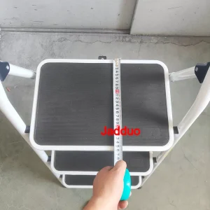 White Color Steel Folding Step Ladder Middle Handrail Home Indoor