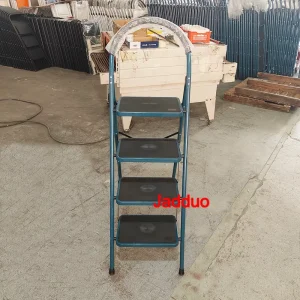 Black Step Ladder with Large Round Handrail Heavy Duty Steel Ladder for Home & Kitchen