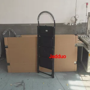 Black Folding Step Ladder with Large Round Handrail Heavy Duty Steel Ladder for Home & Kitchen