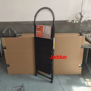 Black Folding Step Ladder with Large Round Handrail Heavy Duty Steel Ladder for Home & Kitchen