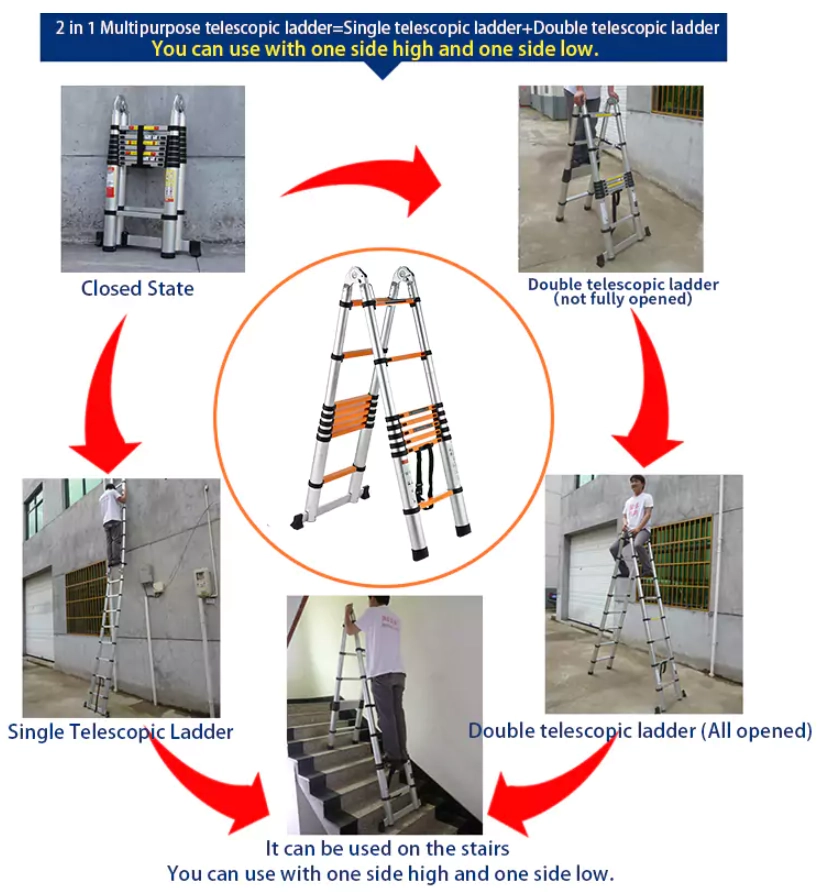 Orange Step 2 In 1 Ladder with Finger Safety Gap