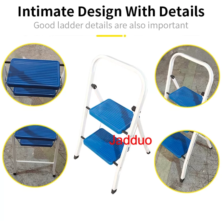 Square tube iron ladder and blue step without rubber leather