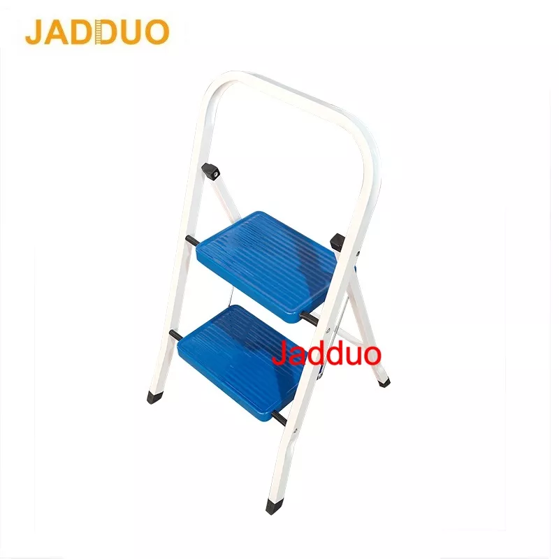 Square tube iron ladder and blue step without rubber leather