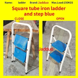 Square tube iron ladder and blue step without rubber leather