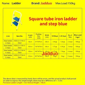 Square tube iron ladder and blue step without rubber leather