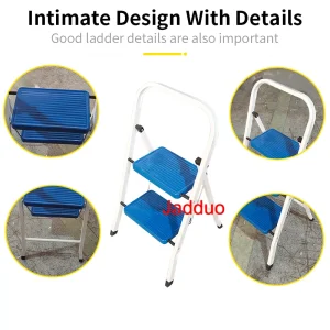 Square tube iron ladder and blue step without rubber leather