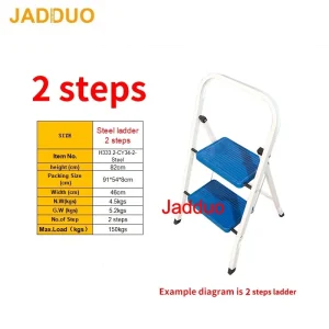 Square tube iron ladder and blue step without rubber leather