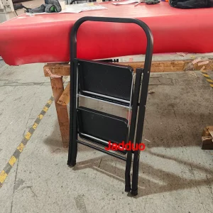 Black Square Tube Iron Step Ladder with Rubber Leather Non-Slip Steps