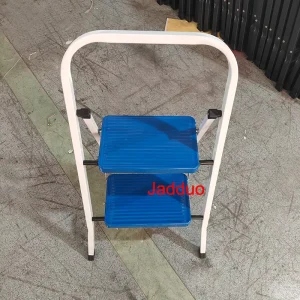 Square tube iron ladder and blue step without rubber leather