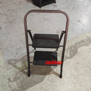 Black Square Tube Iron Step Ladder with Rubber Leather Non-Slip Steps