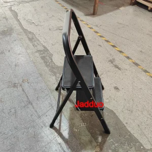 Black Square Tube Iron Step Ladder with Rubber Leather Non-Slip Steps