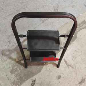 Black Square Tube Iron Step Ladder with Rubber Leather Non-Slip Steps